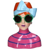 HD Collection Dekovase Vase Frau Skulptur Mode Queen Vintage Bunt 20 cm, Extra Dekorativ