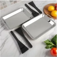 Gravidus Grillpfanne 2er Set Edelstahl Grillpfannen ideal für Gemüse Fleisch Fisch Grillgut