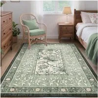 GarveeMore Teppich Flachflor-Teppich im floralen Landhausstil, rechteckig, Höhe: 5 mm, 100% Polyester, TPR-Unterseite, zusammenlegbar