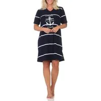 Normann Nachthemd Damen Nachthemd in maritimer Optik mit Anker Motiv –auch in Übergröße