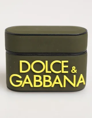 Dolce & Gabbana Armygrün Gummi-Logo-Prägezubehör AirPods-Hülle