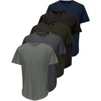 ONLY & SONS T-Shirt ONSMATT LONGY SS TEE 5-PACK (Packung, 5-tlg) Baumwolle, relaxed fit