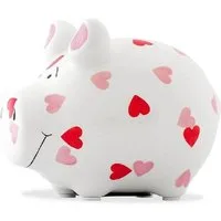 Wurm Spardose KCG Sparschwein Herzchen-Schwein Keramik Weiß/Rosa 12,5x9x9cm