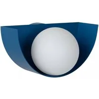 Licht-Erlebnisse Wandleuchte TIREX, ohne Leuchtmittel, Metall Glas G9 B: 12 cm Blau Weiß Kugel Schirm