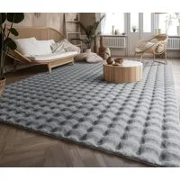 TT Home Teppich Diele, Esszimmer, Flur, Schlafzimmer, Wohnzimmer, Rechteckig, Höhe: 34 mm, Wohnzimmer Teppich Langflor Wohnzimmerteppich Rauten Design Soft 3D De