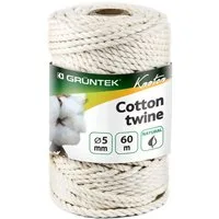 GRÜNTEK Pflanzschnur Baumwollschnur 5 mm, 60 Meter, Bindegarn, Kordel, Baumwolle (1-tlg), Bastelschnur, Naturfarbe, 100% Baumwolle (0,23€/Meter)