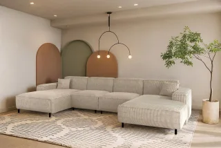Wohnlandschaft Sofa U-Form GLORIA in Stoff Scala Beige