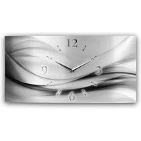 Kreative Feder Funkwanduhr 3D Design-Wanduhr "Silver Metallic" aus gebürstetem Aluminium (ohne Ticken, flüsterleises Funkuhrwerk, außergewöhnlich, modern)
