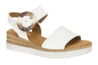 Gabor 82.706 Damen Sandalette Wei? Echtleder Klettverschluss 2,5cm Keilabsatz