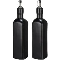 SCHÖNER WOHNEN-Kollektion Ölspender OLIVIA, (Set, 2-tlg), Öl- & Essigspender, Ölkaraffe aus Keramik, Edelstahl-Ausgießer, 600 ml