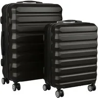 relaxdays Koffer Kofferset 2-teilig, 4 Rollen, schwarz