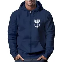 Neverless Sweatjacke Zip-Hoodie Herren Sweatjacke mit Kapuze Moin Nordisch Anker Print
