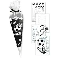 itenga Schultüte itenga DEKO-SET für SCHULTÜTE FUSSBALL schwarz weiss