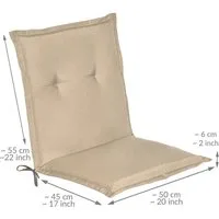 Beautissu Sitzauflage Niedriglehner Auflage Gartenstuhl Loft NL, 100x50x6cm, Natur, Sitzkissen Niederlehner Rückenkissen Stuhlkissen Schaumkern Füllung