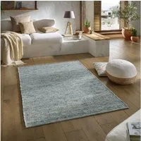 TaraCarpet Wollteppich TaraCarpet Handwebteppich Malmoe Fashion, rechteckig, Höhe: 10 mm, Handgewebter Teppich grün Wohnzimmer Schlafzimmer Esszimmer 070X130