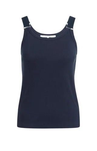Yaya - Geripptes Tanktop mit Ring-Details am Träger blau - Gr. - S