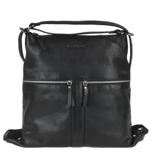 Greenburry Damen Rucksack-Tasche 2-in-1 Funktion Hobo Backpack Colombiana – Leder schwarz