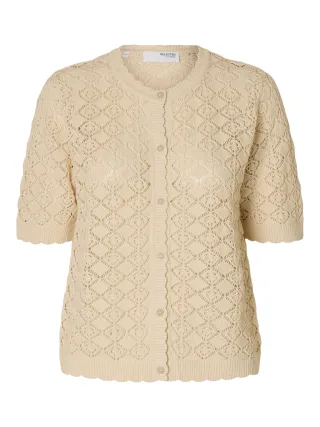 selected women - SLWSOFIA 2/4 KNIT CARDIGAN Weiß - Gr. - XL