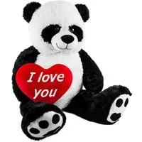 BRUBAKER Kuscheltier XXL Panda Teddy 100 cm groß mit I Love You Herz (1-St., riesiger Teddybär), Stofftier Plüschtier Panda Bär