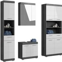 welltime Badmöbel-Set SIENA, 4 teilig, bestehend aus:, (Set, 4-St., TOPSELLER), Hochschrank schmal, WBU, Spiegelschrank, Hochschrank breit