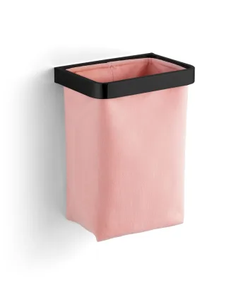 Giese Gästehandtuchkorb in schwarz matt mit herausnehmbarem Stoffeinsatz aus Baumwolle rose, 40530-1 40530-14
