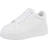 Ital-Design Damen Low-Top Freizeit Sneaker (87531698) Keilabsatz/Wedge Sneakers Low in Weiß