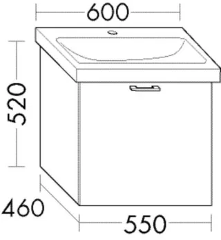 Burgbad Waschtischunterschrank zu Keramik Sys30 PG2 Echo 520x550x460 Basaltgrau Matt, WXNS055F2236 WXNS055F2236