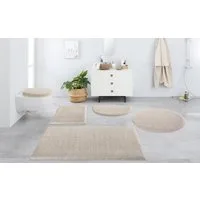 OTTO home Badematte Vanessa, Badvorleger, Badezimmer Teppich, Höhe 10 mm, rutschhemmend beschichtet, schnell trocknend, strapazierfähig, fußbodenheizungsgeeignet, Polyester, rechteckig, 3-tlg. Stand-WC Set, Badteppich, weiche Haptik, unifarben