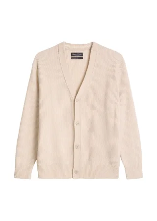 Marc OPolo Casual - Strickjacke regular Linen Beige - Gr. - XL
