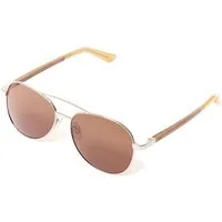 Bonizetti Sonnenbrille Herren Sonnenbrille BOSTON (136 mm, gold, braun, 1-St) Pilotenbrille, Naturmaterialien