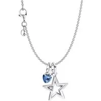 Pandora Kette mit Anhänger 68638, Collier für Damen Schmuckset Silber Stern und Herz