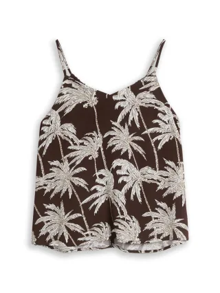 Denim Tom Tailor - Blusentop mit V-Ausschnitt und Allover-Print brown palmtree print - Gr. - XL