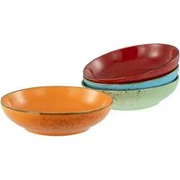CreaTable Schale Nature Collection, Poke Bowl, Ø 22,5 cm, 4-tlg, Steinzeug, (Set, 4-tlg), Handwerklicher Look, Vintage, Höhe 6 cm