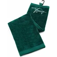 Fayrway Golf Handtuch Dunkelgrün - Hochwertiges Golfhandtuch aus Baumwolle Golftuch (Baumwolle, 14x60 cm, inkl. Karabiner)