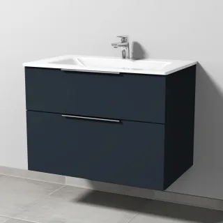 Sanipa 3way Glas-Set Glas-Waschtisch und Unterbau mit 2 Auszügen, Marine-Matt UP2021R
