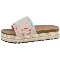 Ital-Design Damen Mules Freizeit Plateausandaletten (85698116) Flach Pantoletten in Beige