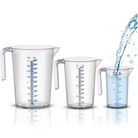BigDean Messbecher Set - 3 Größen: 500ml, 1L, 2L Skala, hitzebeständig Made in Germany, Kunststoff, (Set, 3-St., Messbecher), Gut ablesbare, feine, blau & weiß geprägte Mess-Skala, Säurebeständig