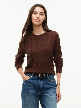 SOFT WOOL CABLE C-NK LS SWT Legacy Brown - Gr. - XXL