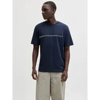 Jack & Jones Kurzarmshirt JCOFUSION CHEST BRAND TEE SS CREW SN Materialmix, regular fit