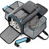 HEYHIPPO Tiertransporttasche Faltbare Transporttasche für Katzen, 48×30×31 cm, grau, wasserdicht bis 8 kg, Transportbox für kleine Hunde – atmungsaktives Netzgewebe, aus Oxford