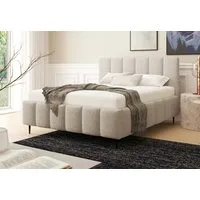 Home Collective Polsterbett Bett mit Stauraum Doppelbett Bettgestell mit Lattenrost (Größen: 140x200, 160x200, 180x200), weich gepolstert modernes Design mit Bettfüßen Beige