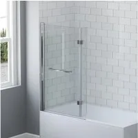 AQUALAVOS Badewannenaufsatz L-Form Duschwand für Badewanne faltbare Seitenwand mit Doppelscharnier, ohne/mit Handtuchhalter 8 mm Einscheiben-Sicherheitsglas (ESG), 93,5×140cm Wandausgleich 10mm Chrom Aluprofil Spritzschutz Bodenleiste
