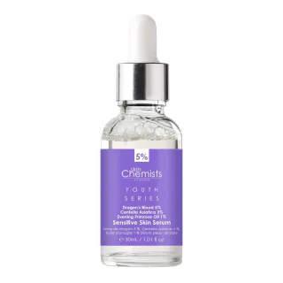 skinChemists Jugendserie Serum für empfindliche Haut Drachenblut 5%, Centella Asiatica 3%, Nachtkerzenöl 1% 30ml