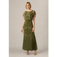 Adrianna Papell Abendkleid Beaded Flutter Blouson Dress Bodenlanges, mit Perlen besticktes Blouson-Kleid