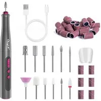 CkeyiN Maniküre-Pediküre-Set 12 in 1 Professionell elektrischer Nagelfräser 20000 U/min Nagelfräser, 8-tlg., 5 Geschwindigkeiten Digitalanzeige Elektrisches Nagelpflegegerät