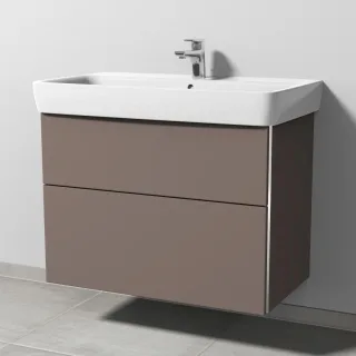 Sanipa 3way Waschtischunterbau zu Geberit Renova Plan Waschtisch mit 2 Auszügen, Taupe-Matt BP8791T