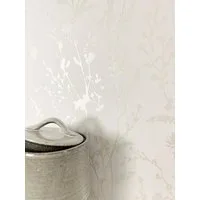 Newroom Vliestapete Katya Powder White Tapete Blumentapete Blumen,Blätter,Zweige, Creme Tapete Modern Blumen - Blumentapete Rosentapete Puder Glamour Industrial Blätter Zweige für Schlafzimmer Wohnzimmer Küche, Rosentapete