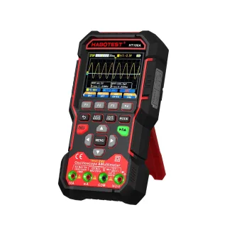 HT180A 3-In-1 Oscilloscope Multimeter Signal Generator Dual-Channel 3.2-Inch Color LCD 4000mAh Rechargeable Waveform Sto