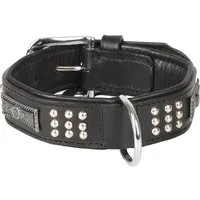 Flamingo Hunde-Halsband Halsband Sedona Leder mit Nieten schwarz
