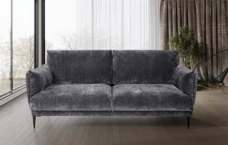 Sofa Designersofa MADISON 3-Sitzer in Stoff Dress Me Grau